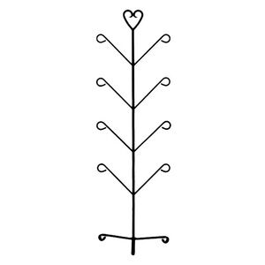 38” Tall Wrought Iron Drying Rack Heart Top Finial Standing 12”w Mitten Hat Boot